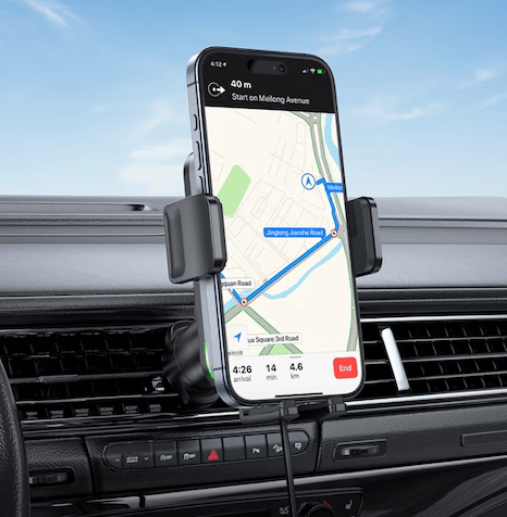 Hoco HW13 Wireless Air Outlet Car Phone Holder – Auto-Clamping Air Vent Mount with 15W Fast Charging – For iPhone & Android – UAE & KSA Edition