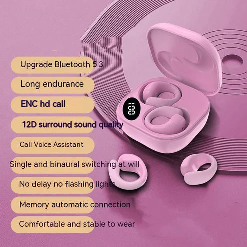 Private LED Display Earclip Bluetooth Earphones – Wireless, Stylish & Comfortable with Digital Battery Indicator | UAE