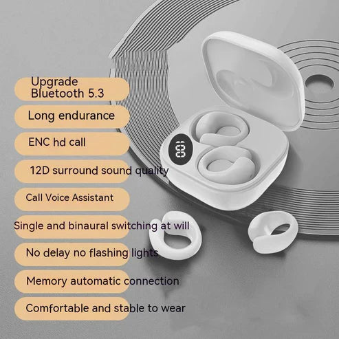 Private LED Display Earclip Bluetooth Earphones – Wireless, Stylish & Comfortable with Digital Battery Indicator | UAE