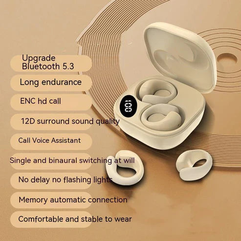Private LED Display Earclip Bluetooth Earphones – Wireless, Stylish & Comfortable with Digital Battery Indicator | UAE