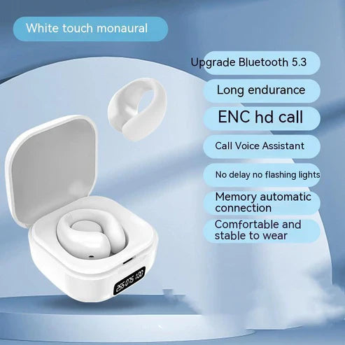 Private LED Display Earclip Bluetooth Earphones – Wireless, Stylish & Comfortable with Digital Battery Indicator | UAE