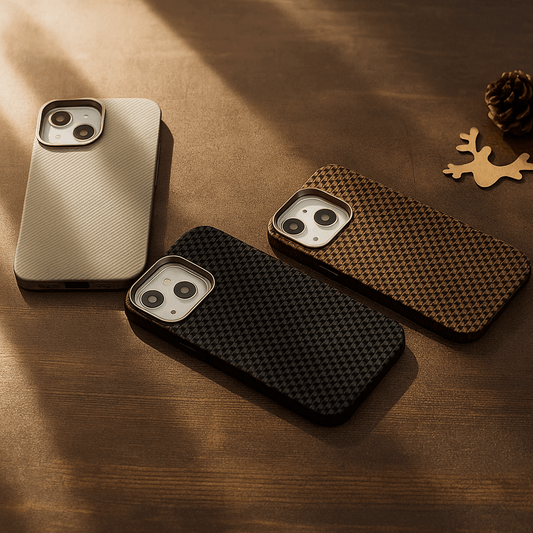 Carbon Weave & Houndstooth Pattern Case for iPhone 15 Pro Max & 16 Pro Max – Stylish Shockproof Slim Cover – UAE & KSA Edition