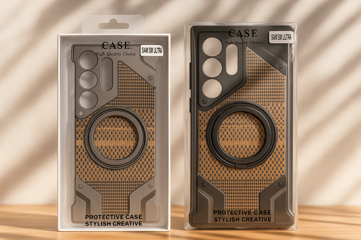 Heavy-Duty Armor Woven Back Case – Magnetic Ring Edition © for Samsung S24 Ultra & S25 Ultra – Shockproof Rugged Cover with Kickstand – UAE & KSA Edition