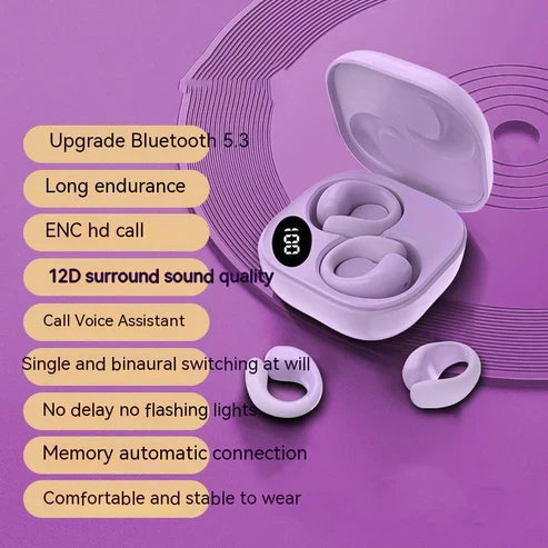 Private LED Display Earclip Bluetooth Earphones – Wireless, Stylish & Comfortable with Digital Battery Indicator | UAE